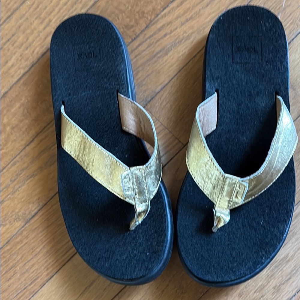 Teva Gold and Black Sandals Stylish Comfort Footwear